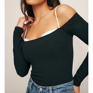 Reformation Genesis Knit Top - Black/White - Size Medium